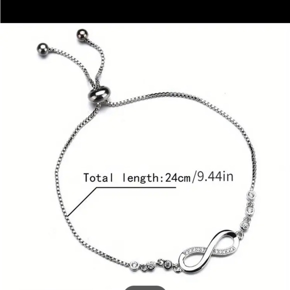 Infinity Symbol Thin Chain Bracelet Inlaid Shiny Faux Crystal Elegant Bracelet - Picture 3 of 3